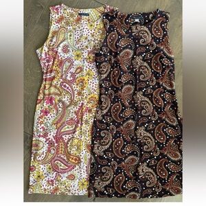 Lot of 2 Tommy Hilfiger Shift Dresses Size 2 & 4 Sleeveless Paisley Print
